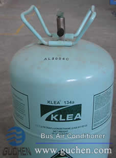 check the quantity of the bus air conditioning's R134 refrigerant, refrigerant oil